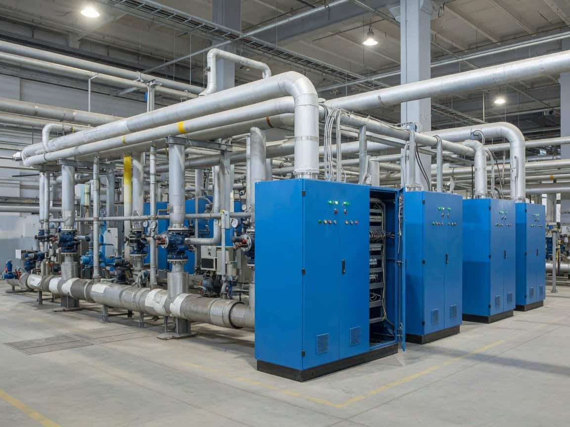 Industrial process floor equipment in a manufacturing facility